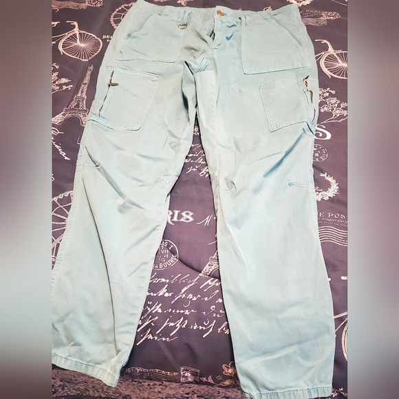 Light Sea Foam Blue Cargo Pants - Picture 2 of 4